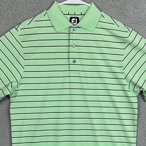 Footjoy FJ Mens Small Shirt Golf Polo Green Stripes Rugby Stretch Performance